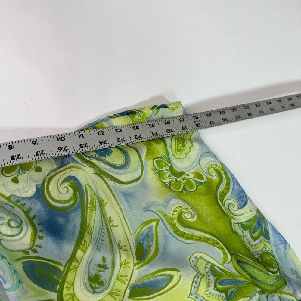 Allison Taylor Green and Blue Paisley A-Line Skirt